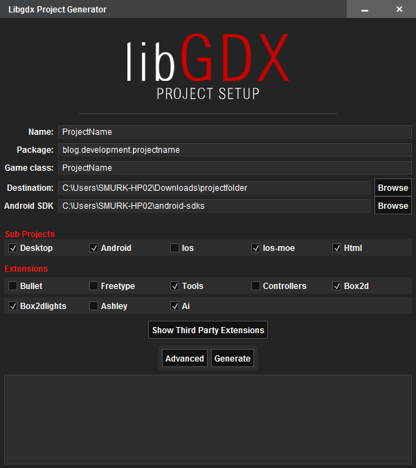 Libgdx Project Generator